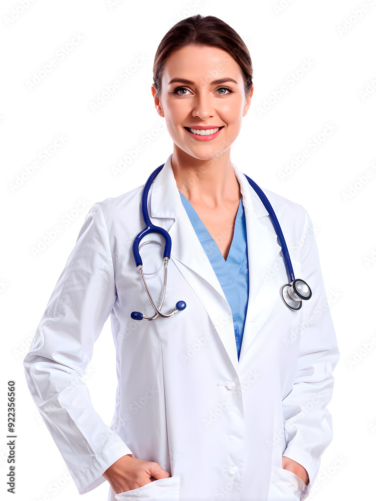 Smiling doctor with stethoscope on transparent background Smiling doctor with stethoscope on transparent background