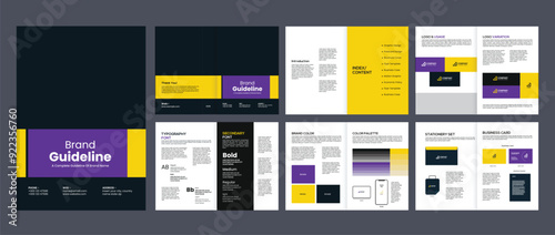 brand guideline portfolio template, brand identity brochure cover leaflet layout, logo brand