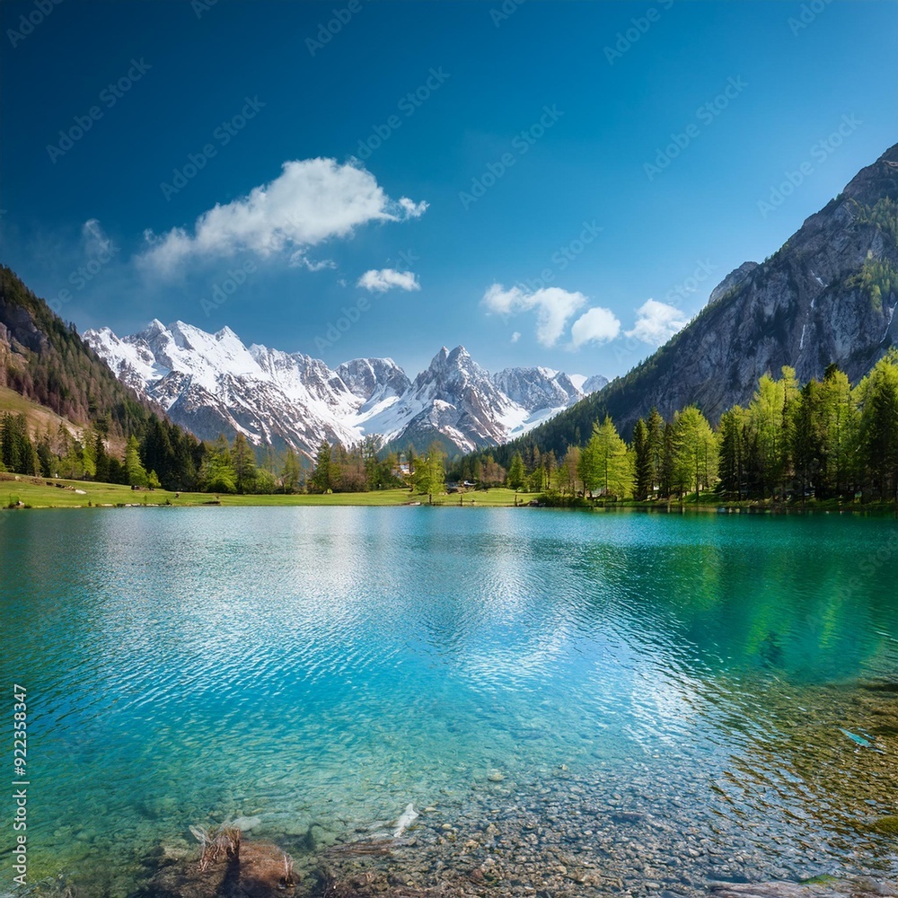 alpine lake, AI generated alpine lake, AI generated