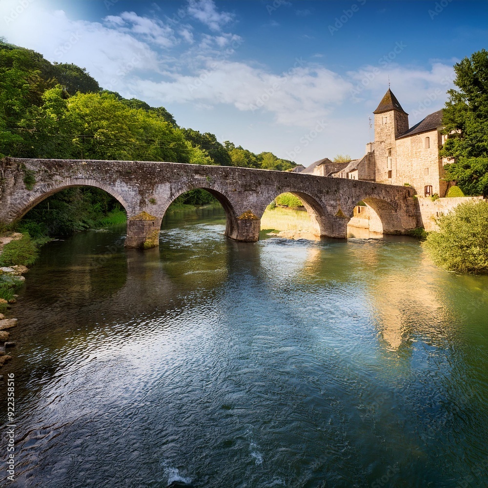 Obraz premium old stone bridge, AI generated