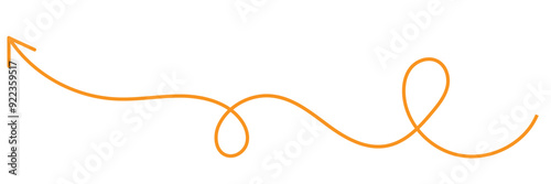 Round curl long arrow. Thin arrow curled symbol icon. Arrow swish sign.