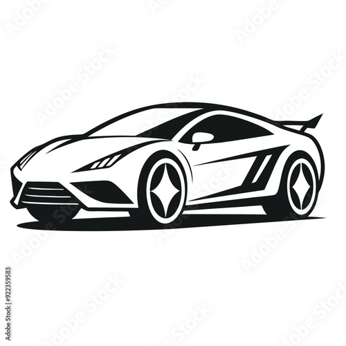 Sport Car Silhouette Logo Cartoon Vector Icon Illustration