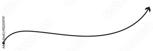 Round curl long arrow. Thin arrow curled symbol icon. Arrow swish sign.
