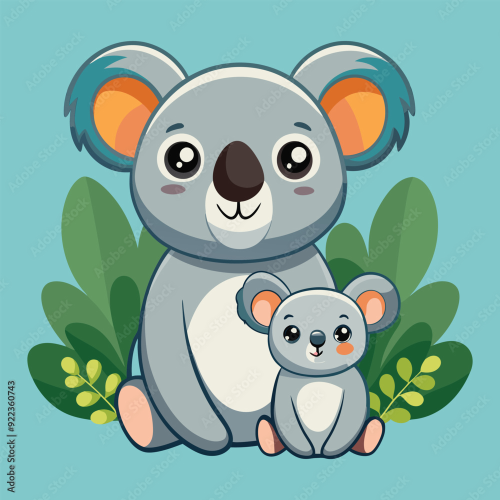 Cute Koala With Cub Cartoon Icon Illustration.
Cute Koala With Cub Cartoon Icon Illustration.