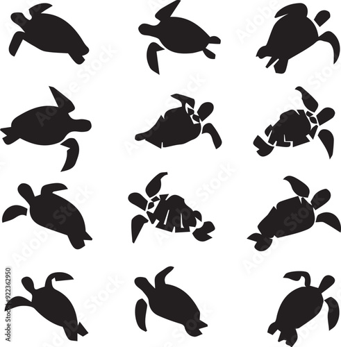Turtle Versatile Black Silhouette Vector Series