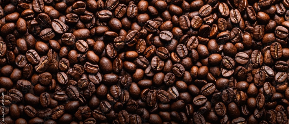 Obraz premium Close-up of Roasted Coffee Beans, Rich Brown Texture