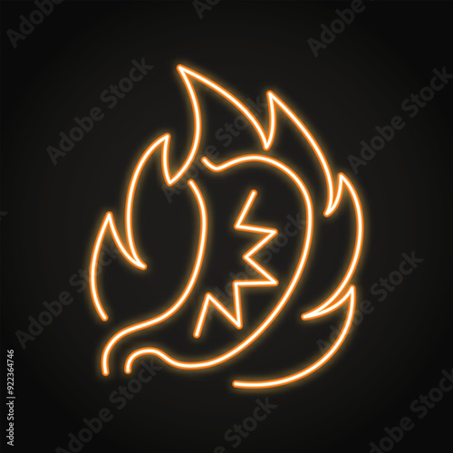 Stomach heartburn neon line icon