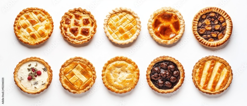 A Collection of Nine Delicious Mini Pies with Various Fillings A Collection of Nine Delicious Mini Pies with Various Fillings