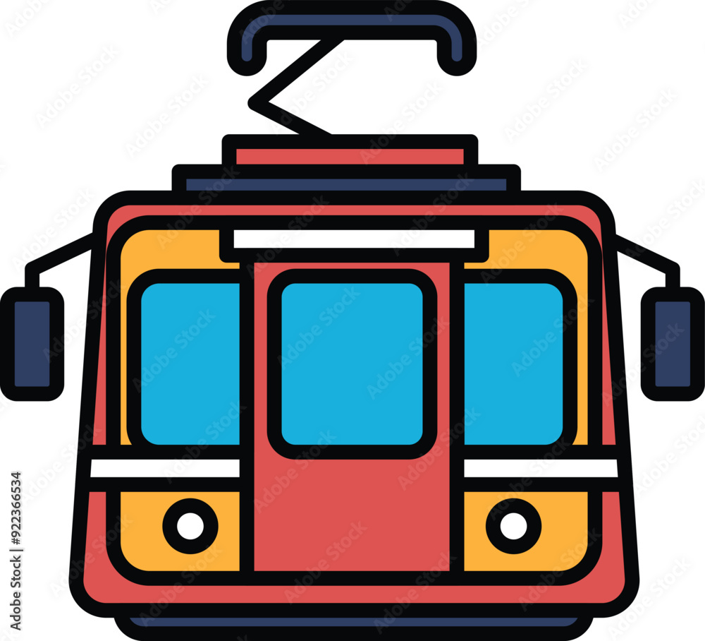 A Tram icon in line style A Tram icon in line style