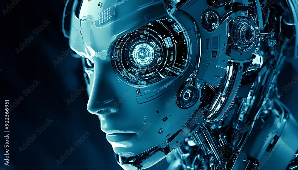 Detailed HighResolution Image of a Robots Face in Background Robot Detailed HighResolution Image of a Robots Face in Background Robot