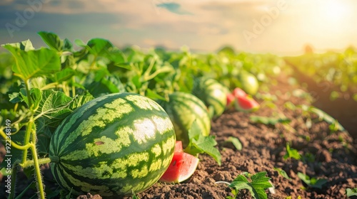 Watermelon Field Under a Summer Sun