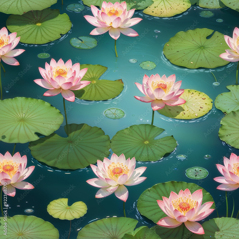 Lotus flower pattern in clear pond Lotus flower pattern in clear pond