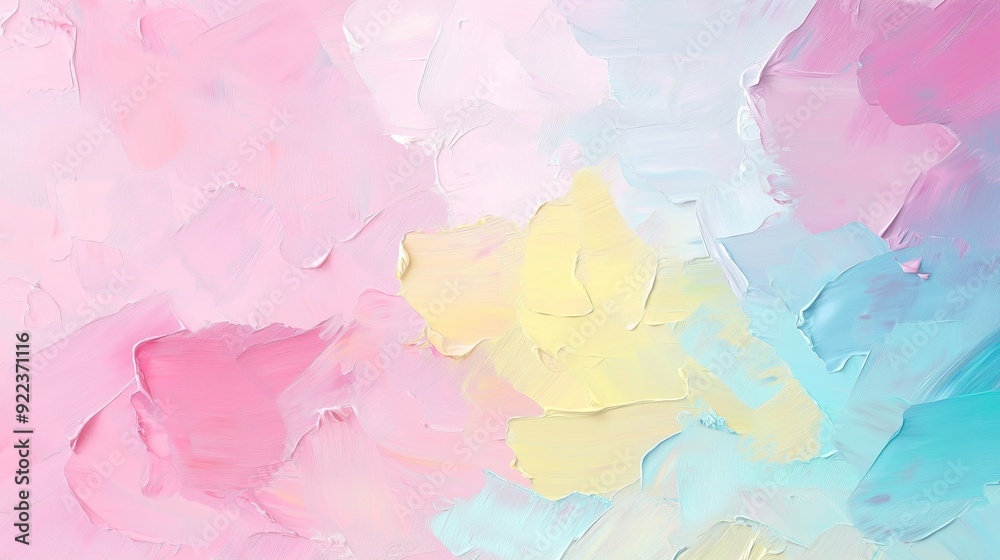 Soft pastel abstract art featuring pink, yellow, and blue colors creating a serene and calming background Soft pastel abstract art featuring pink, yellow, and blue colors creating a serene and calming background