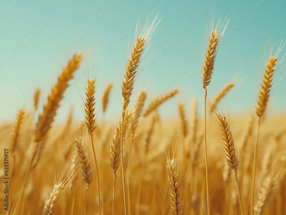 Golden Wheat Field - Closeup Photo of Wheat Stalks Golden Wheat Field - Closeup Photo of Wheat Stalks
