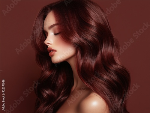 a model showcasing trending dark mahogany hair color