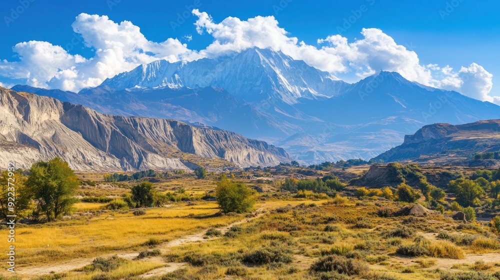 Majestic Mountain Range in a Serene Landscape Majestic Mountain Range in a Serene Landscape