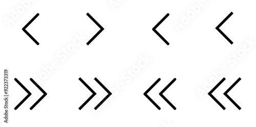simple chevron icon set. left right icon. next previos. thin icons