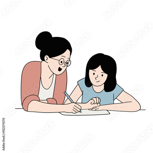 Teacher teaching student in the class