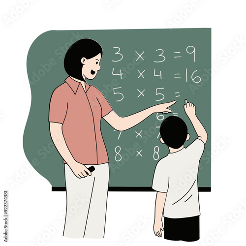 teacher teaches mathematics to student