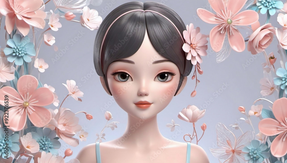 Floral background, thin transparent lines, delicate gentle flowers with 3D effect Floral background, thin transparent lines, delicate gentle flowers with 3D effect