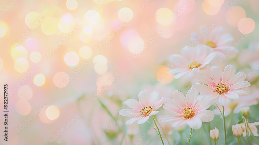summer flowers on Blurred background with soft pastel colors, bokeh effect, pink green yellow white summer flowers on Blurred background with soft pastel colors, bokeh effect, pink green yellow white
