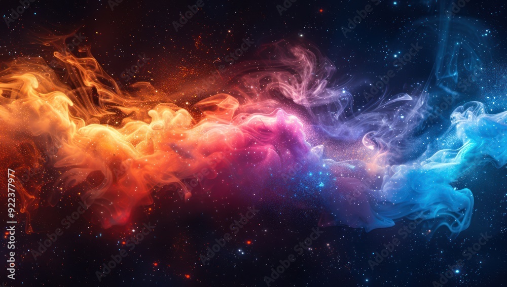 Abstract Cosmic Nebula with Red and Blue Smoke Abstract Cosmic Nebula with Red and Blue Smoke