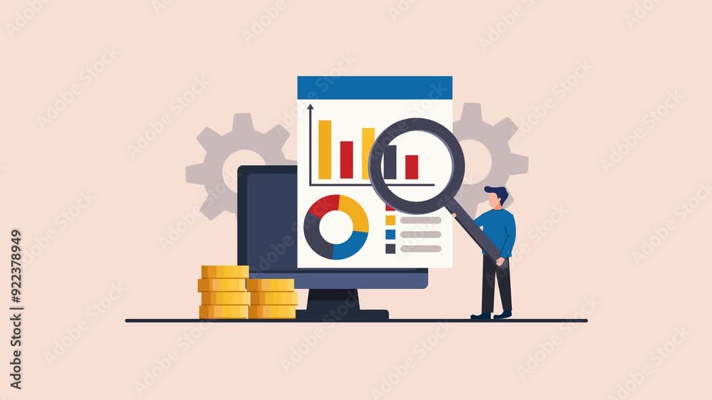 normal and green screen mode, business analysis statistics animation