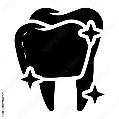 glowing dental veneer glyph icon