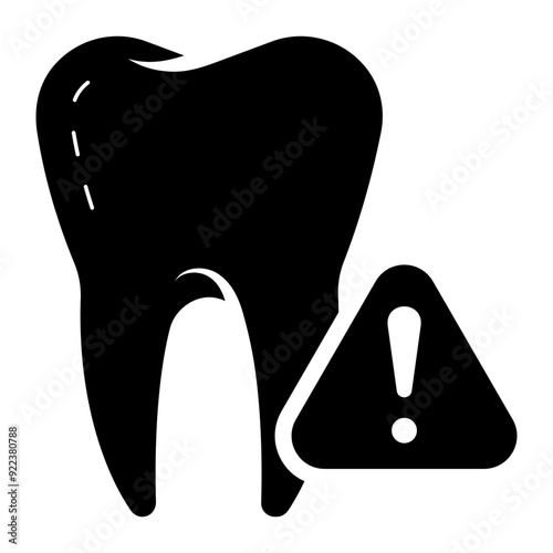 tooth with warning problem sign glyph icon