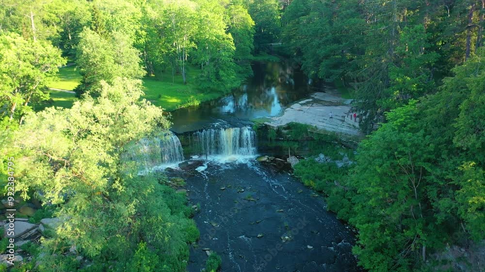 Aerial 4K video from drone to beautiful Keila Waterfall In in Keila Joa park. Meremõisa, Estonia, Europe Aerial 4K video from drone to beautiful Keila Waterfall In in Keila Joa park. Meremõisa, Estonia, Europe