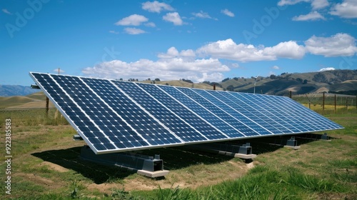 Installation of a stand-alone solar panel system outdoors, highlighting renewable energy solutions