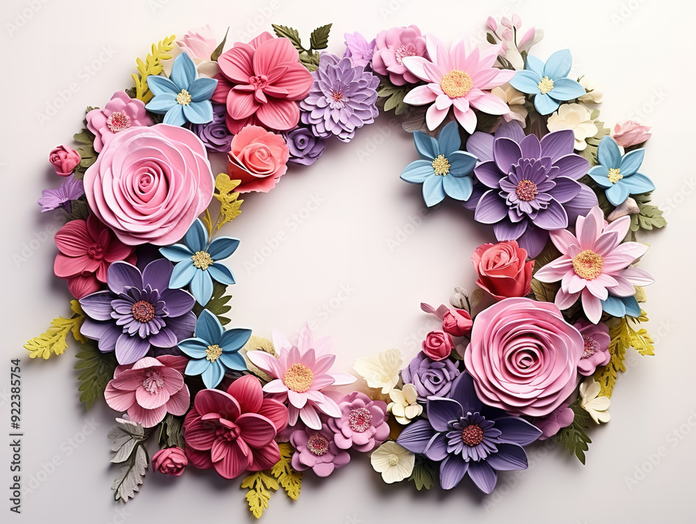 Bright Round frame shape Semicircle from assorted flowers Bright Round frame shape Semicircle from assorted flowers