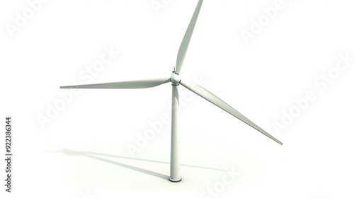 A single wind turbine isolated on a white background