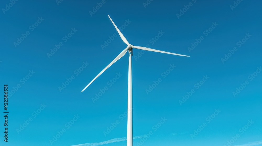 A towering wind turbine standing against a clear blue sky A towering wind turbine standing against a clear blue sky