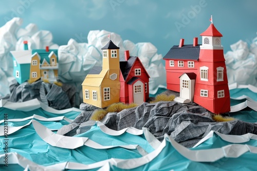 Origami Paper Illustration of the Bay of Fundy Tides photo