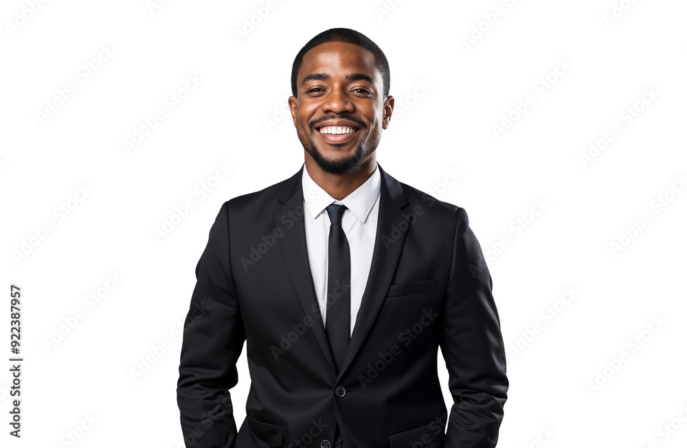Professional portrait of a smiling African American businessman, isolated on transparent background Professional portrait of a smiling African American businessman, isolated on transparent background