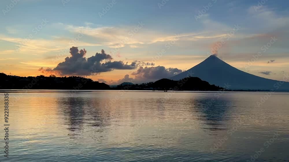 Mayon Volcano with a seascape Timelapse video clip sunset sunrise golden hour in LEGAZPI city albay Bicol Philippines Mayon Volcano with a seascape Timelapse video clip sunset sunrise golden hour in LEGAZPI city albay Bicol Philippines