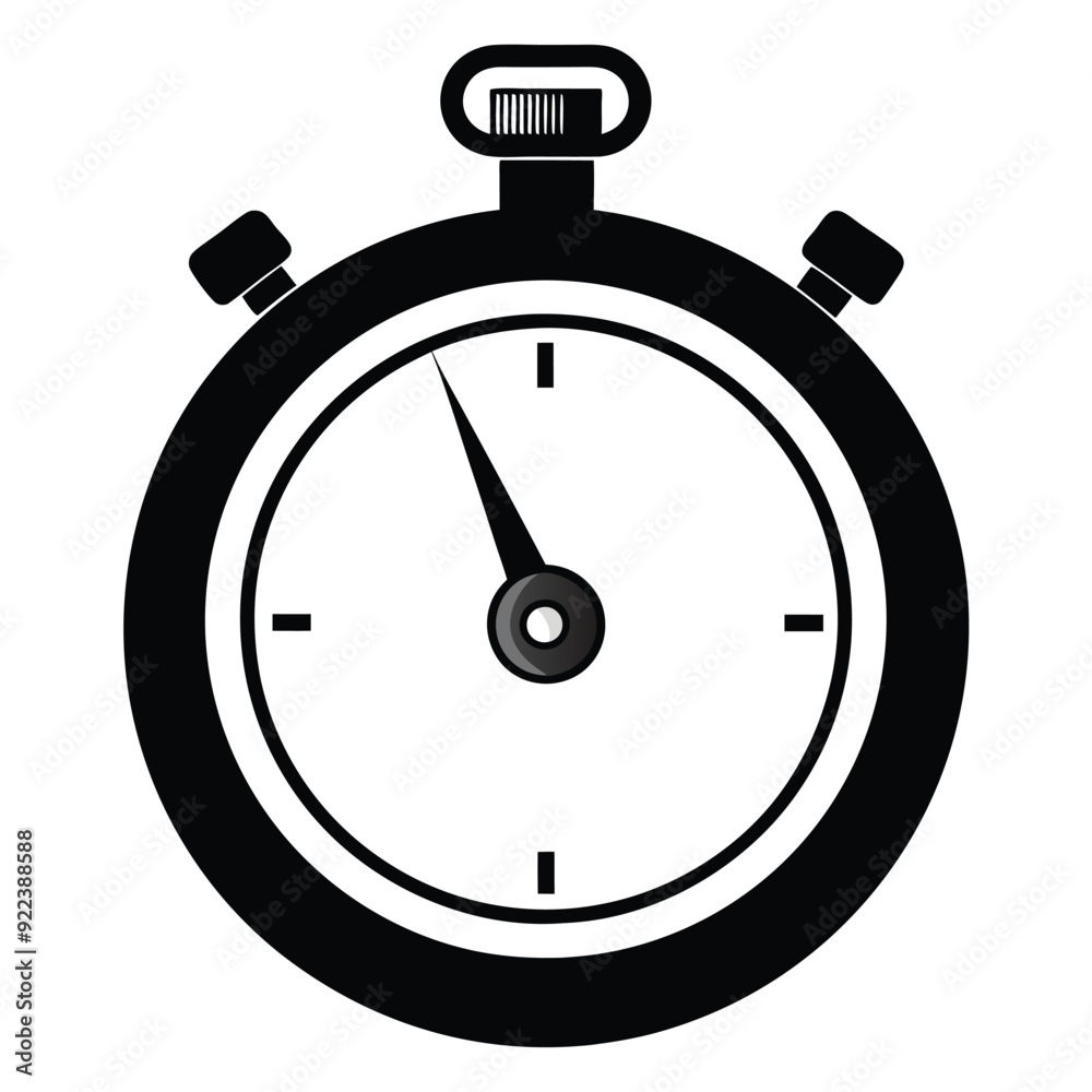 Stopwatch Black and White Silhouette Icon Vector Design on White Background Stopwatch Black and White Silhouette Icon Vector Design on White Background