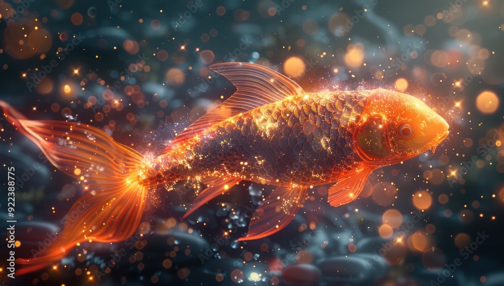 Golden Fish in a Sparkling Water Golden Fish in a Sparkling Water