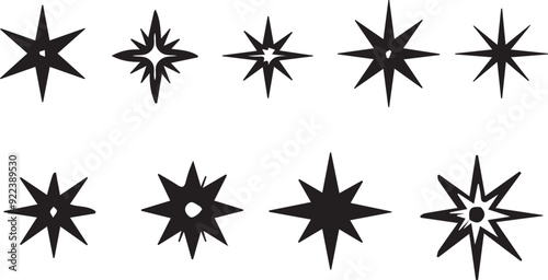 Star Flat Black Silhouette Vector Art Bundle