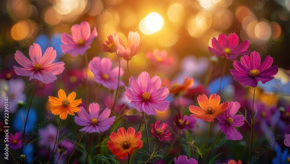 Blooming Cosmos in a Sunset Glow Blooming Cosmos in a Sunset Glow