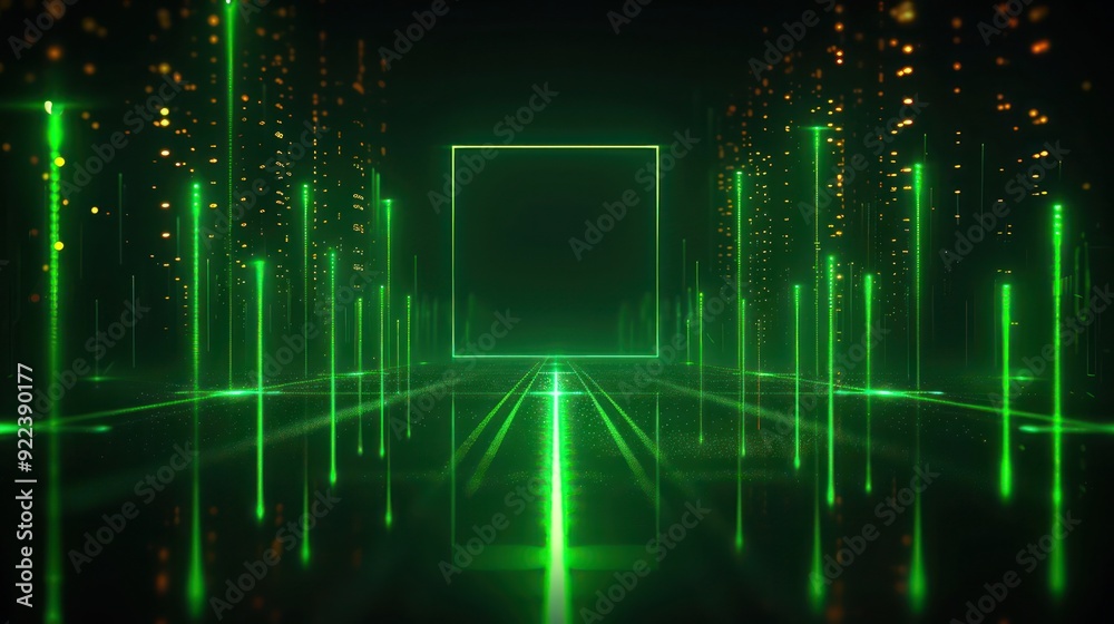 Green neon lines and square abstract technology background. Abstract technology futuristic concept neon green and background. Green neon lines and square abstract technology background. Abstract technology futuristic concept neon green and background.