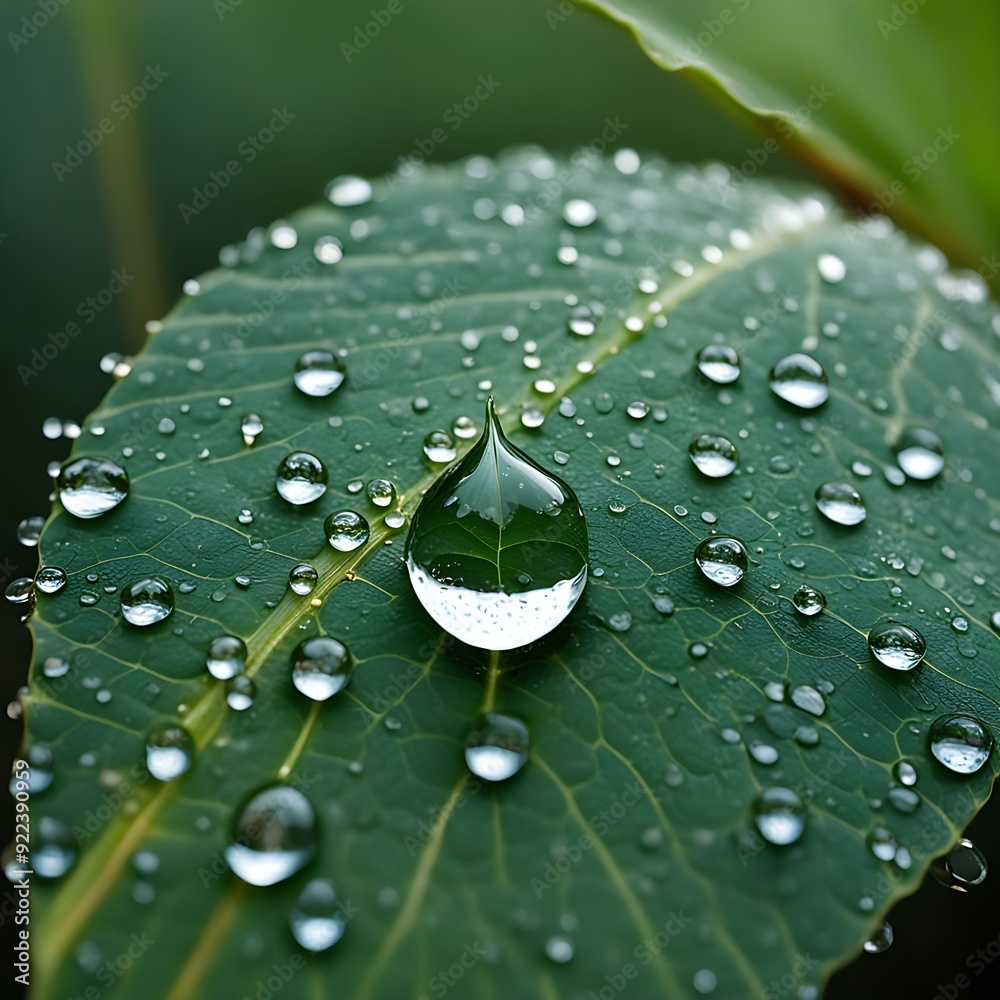 Fototapeta premium water drops on leaf