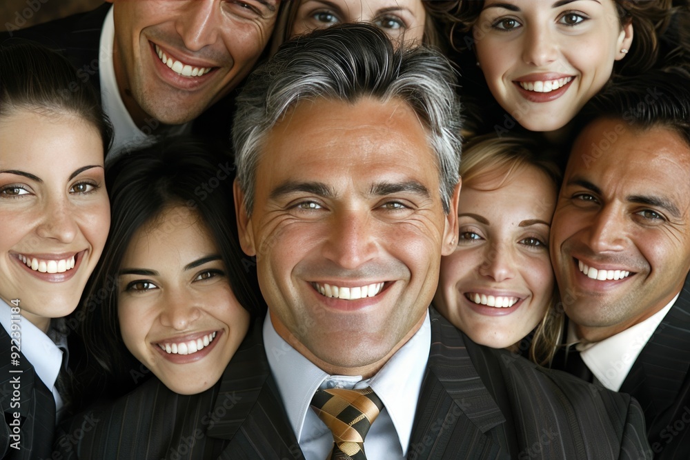 Smiling Business Team Congratulating Their Leader,Celebrating Achievement and Success Smiling Business Team Congratulating Their Leader,Celebrating Achievement and Success