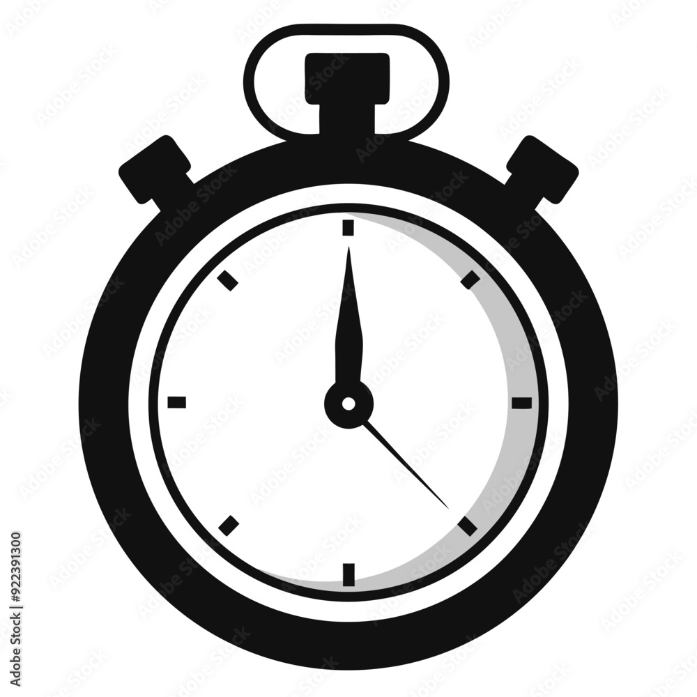 Stopwatch Black and White Silhouette Icon Vector Design on White Background Stopwatch Black and White Silhouette Icon Vector Design on White Background