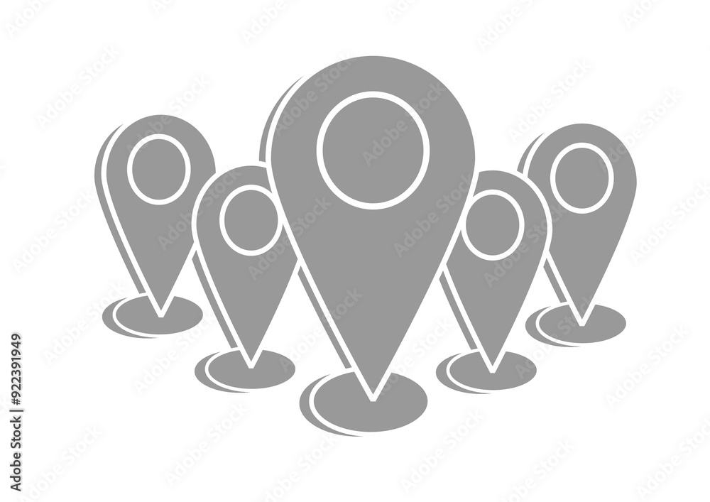 Location icon. Vector four pin icon. Navigation point, GPS, gray pin Location icon. Vector four pin icon. Navigation point, GPS, gray pin