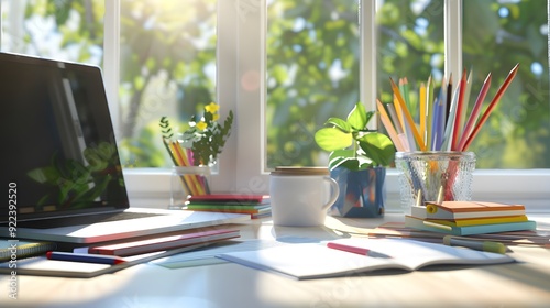 back to school ,work desk, Generative Ai	
