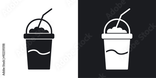 Frappuccino vector icon set black filled and outlined style.