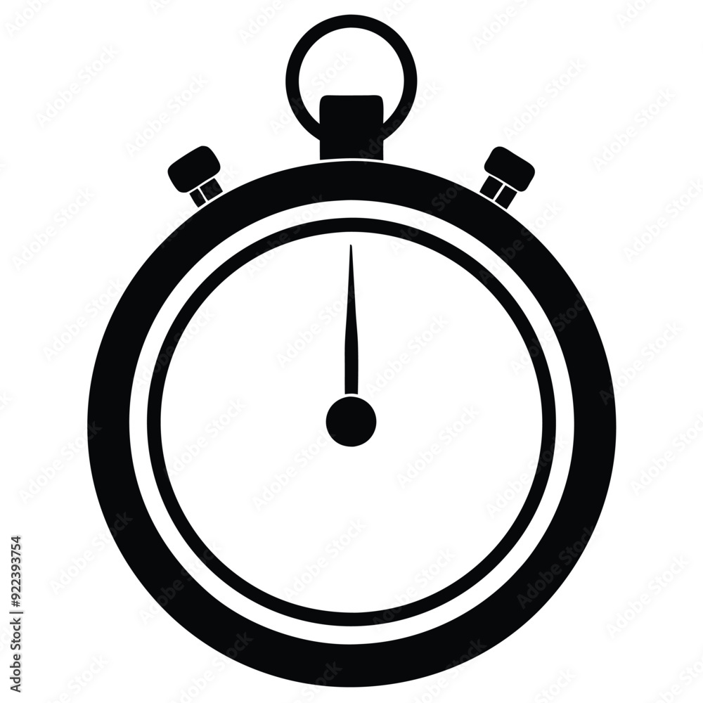 Stopwatch Black and White Silhouette Icon Vector Design on White Background Stopwatch Black and White Silhouette Icon Vector Design on White Background