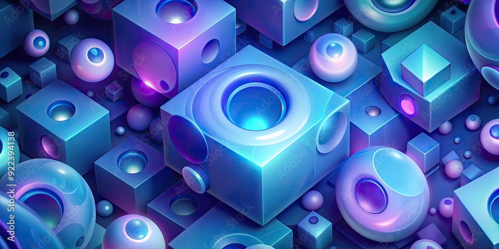 Geometric shapes in vibrant blues and purples creating depth. Geometric shapes in vibrant blues and purples creating depth.